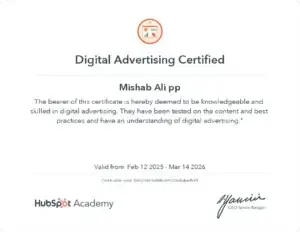 Digital Marketing Expert in Calicut certified in digital advertising by HubSpot Academy
